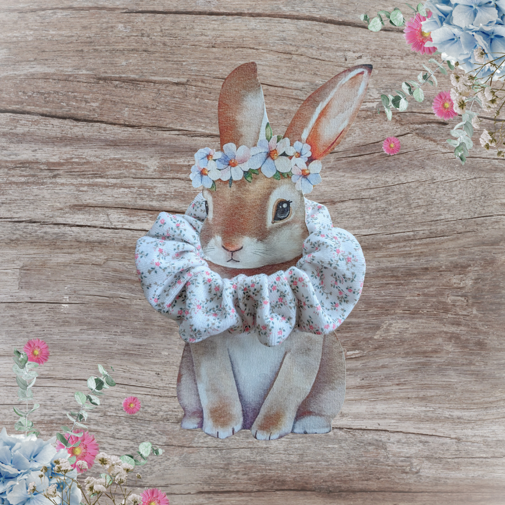1 chouchou blanc fleuri collection lapinou