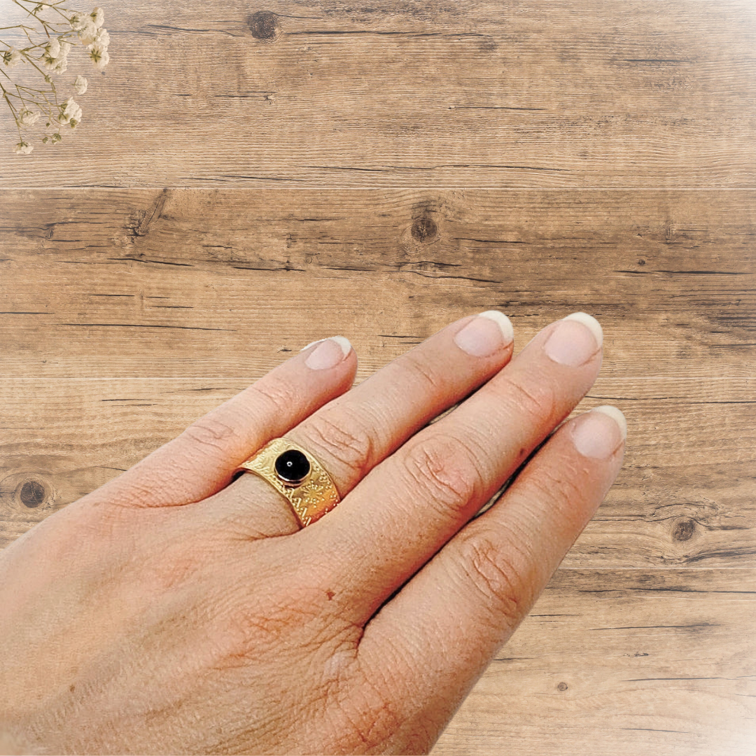 Bague dorée et pierre d'Agate