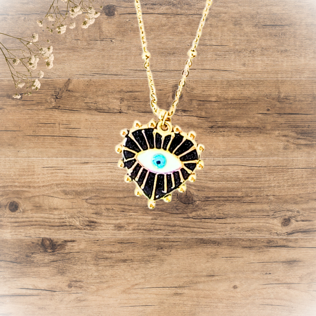 Collier coeur oeil boho