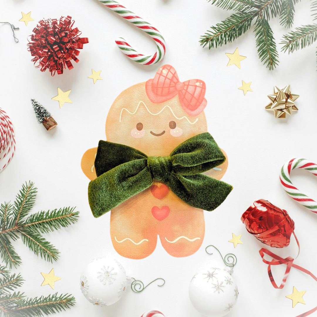 Barrette nœud velours kaki collection de Noël