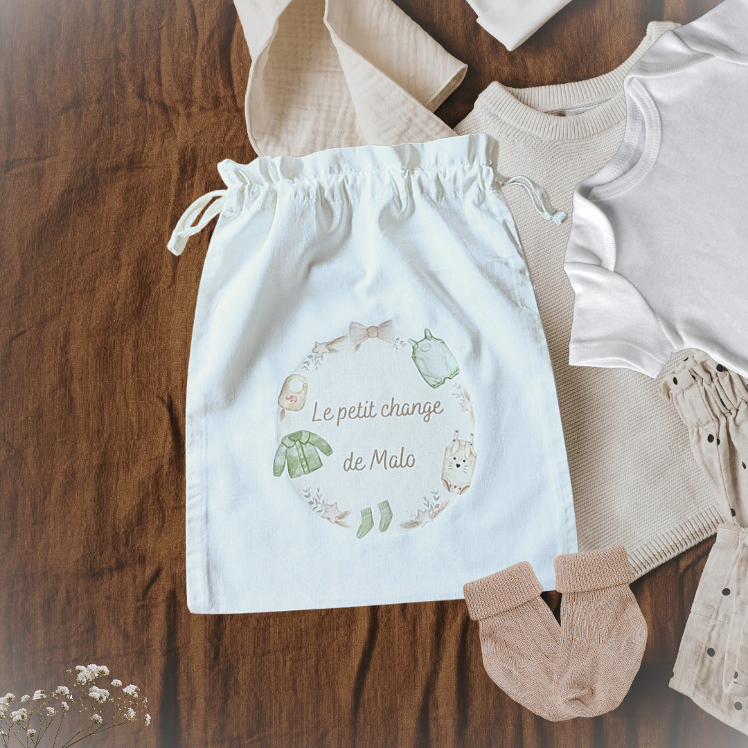 Pochon personnalisé bébé garçon Le petit change