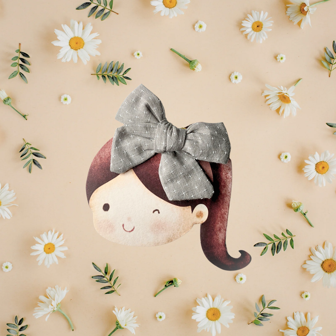 Barrette nœud gris clair