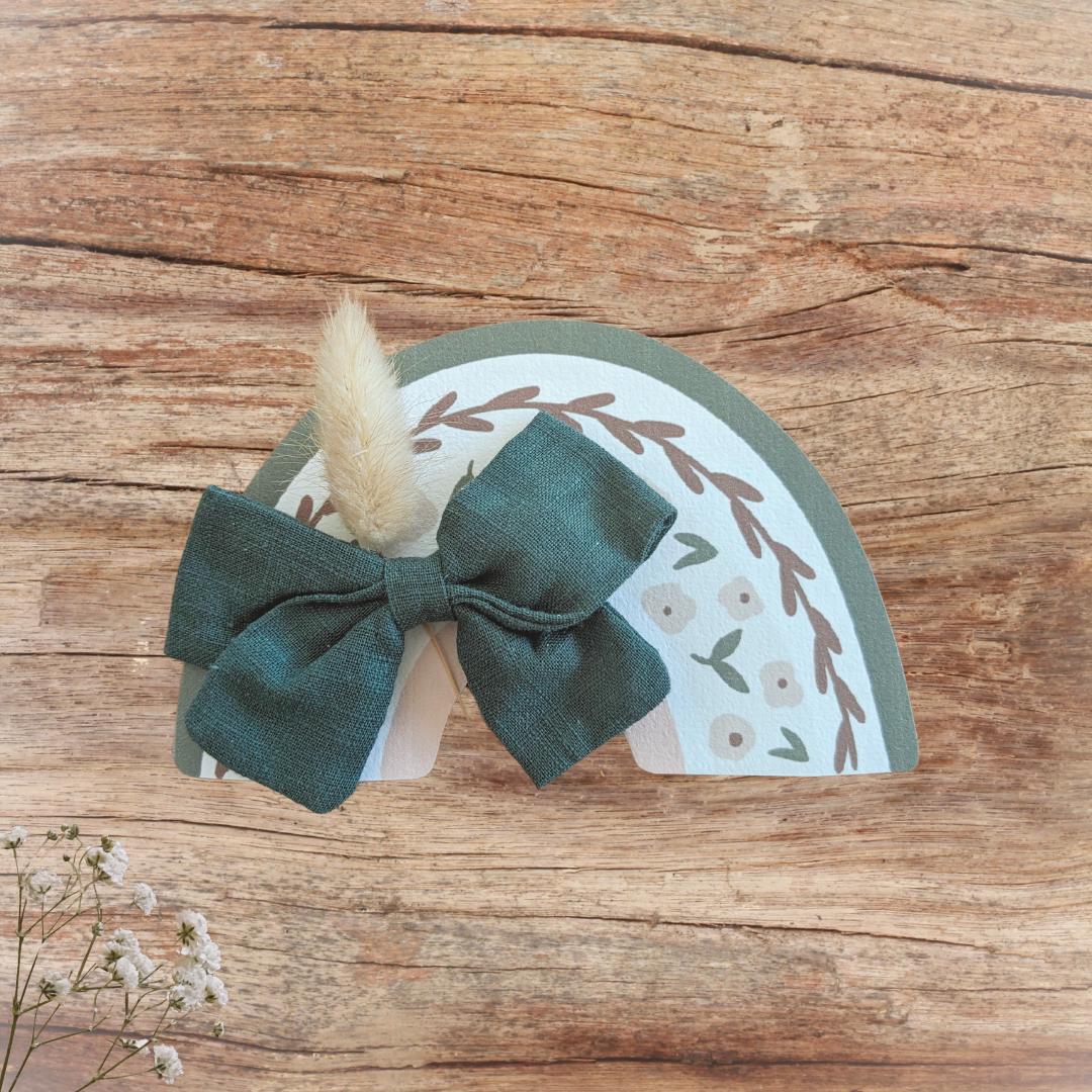 Barrette nœud vert collection arc en ciel