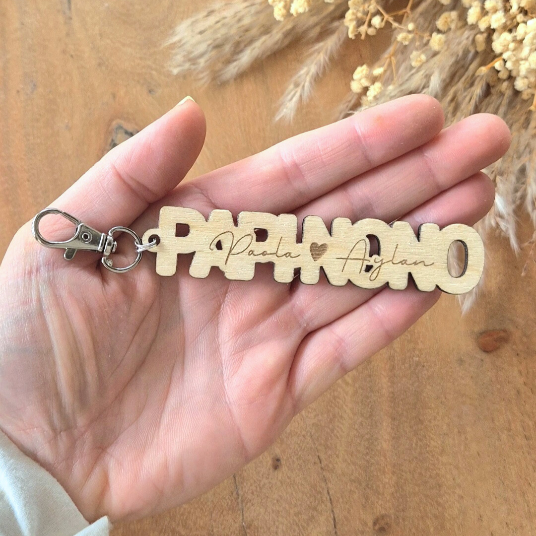 Porte-clés PAPI en bois personnalisé