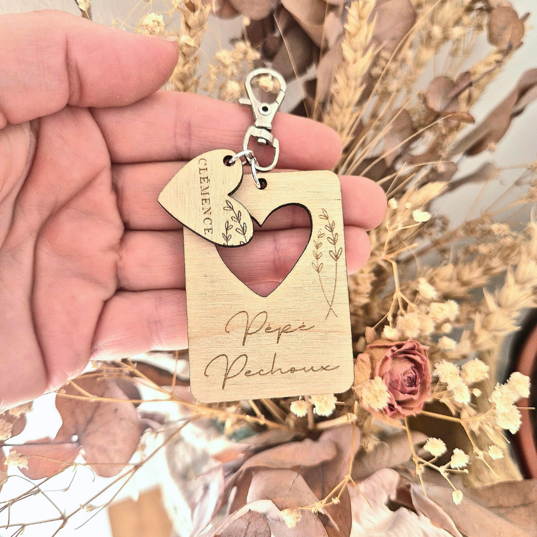 Porte-clés Papi d'amour en bois personnalisé