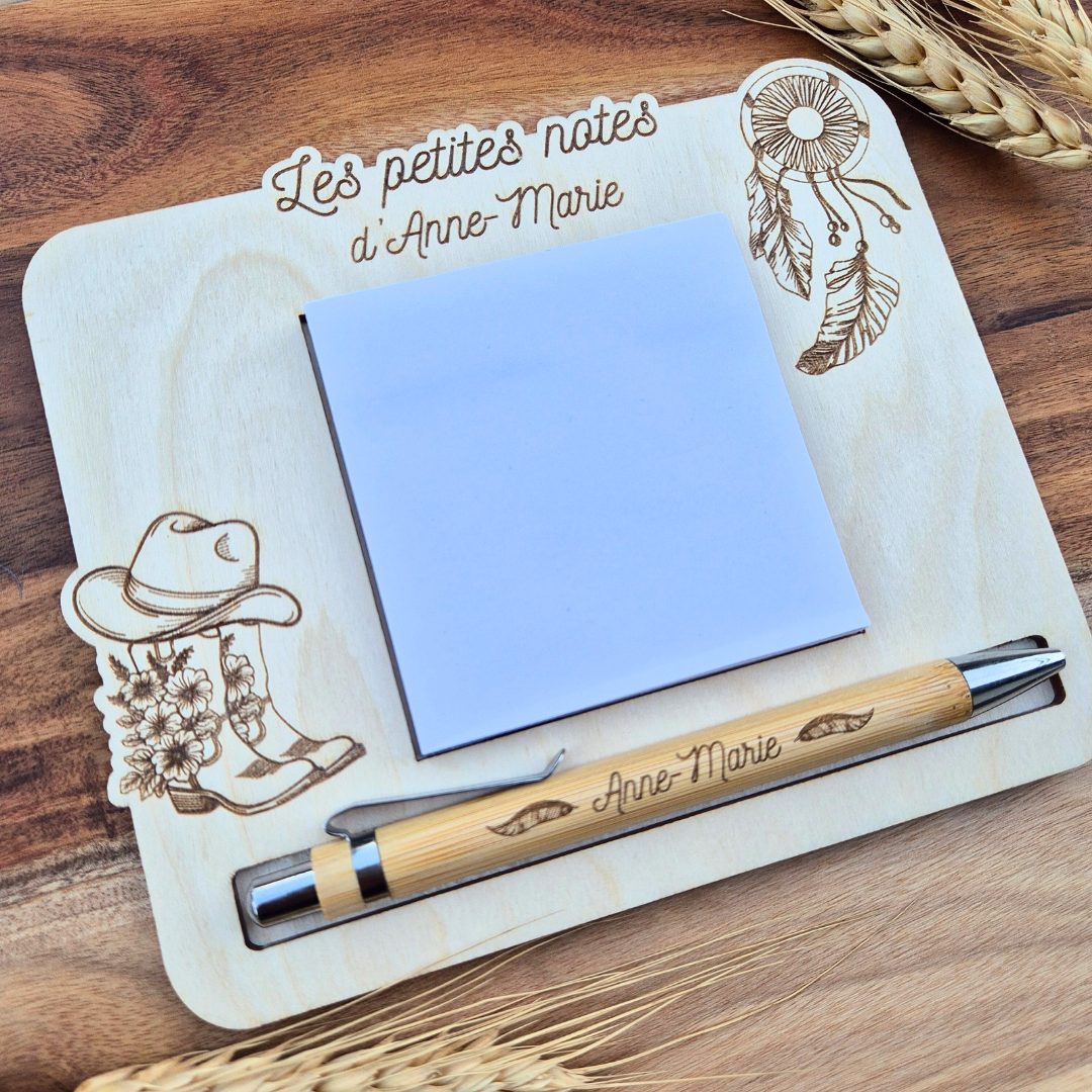 Support à bloc notes et stylo personnalisé country