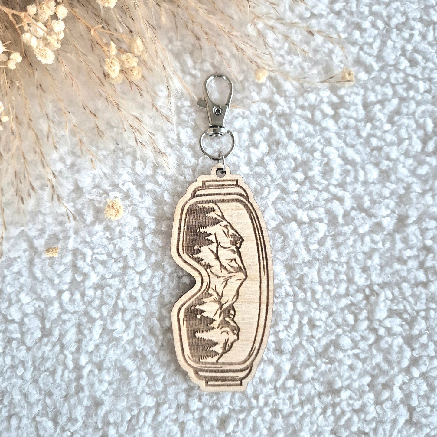 Porte-clés en bois masque