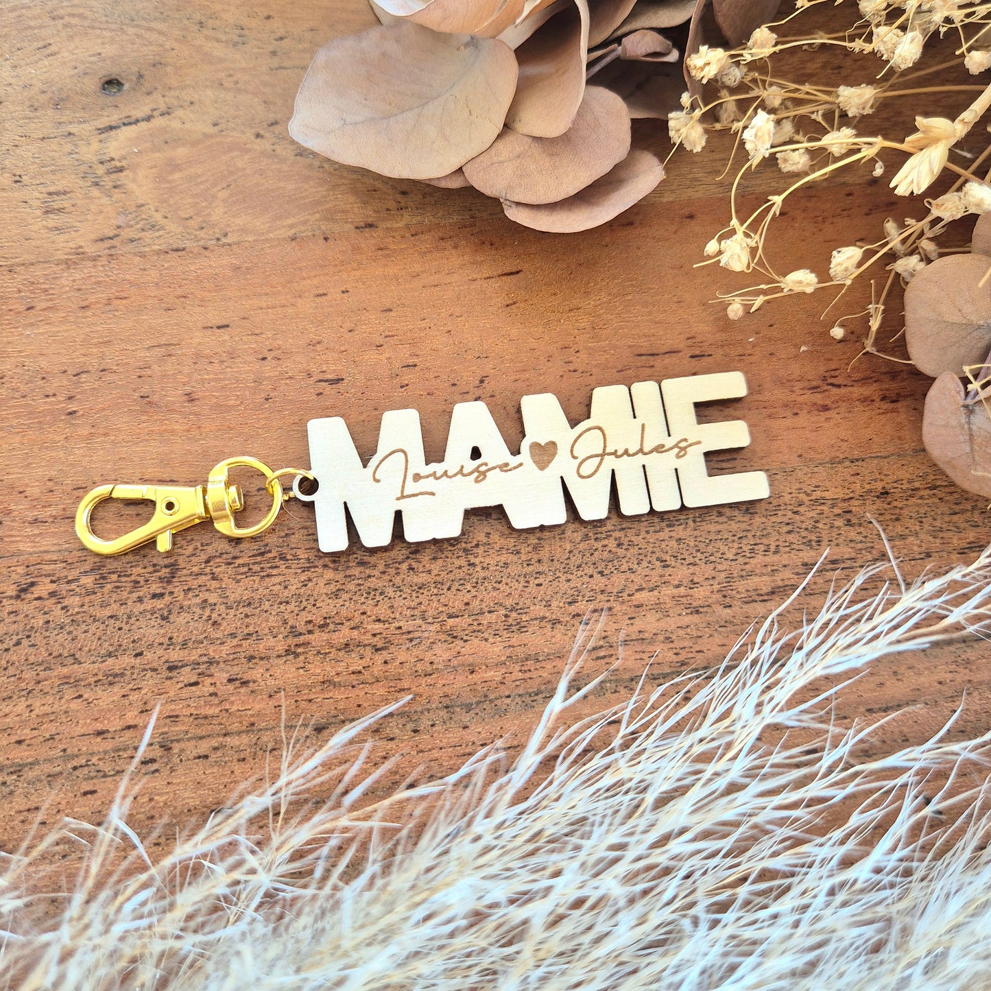 Porte-clés MAMIE en bois personnalisé