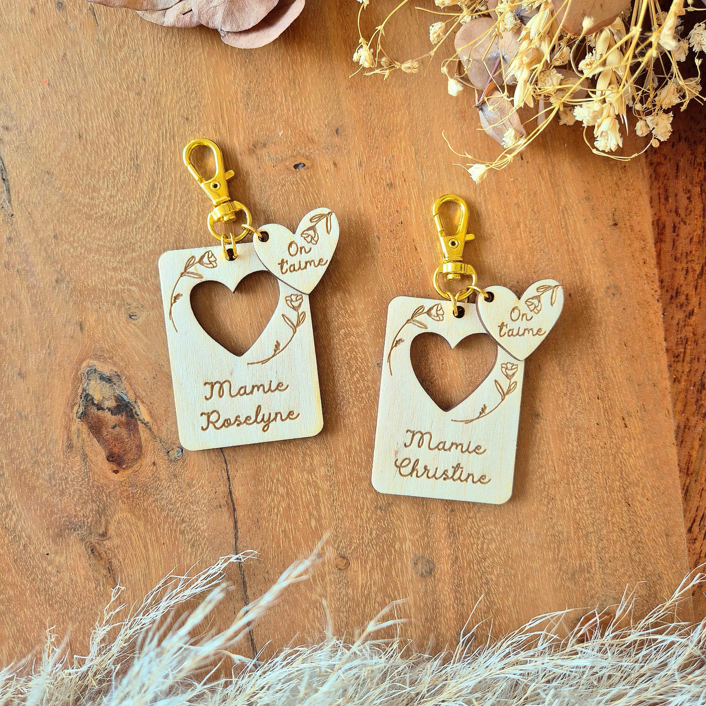 2 porte-clés Mamie personnalisés