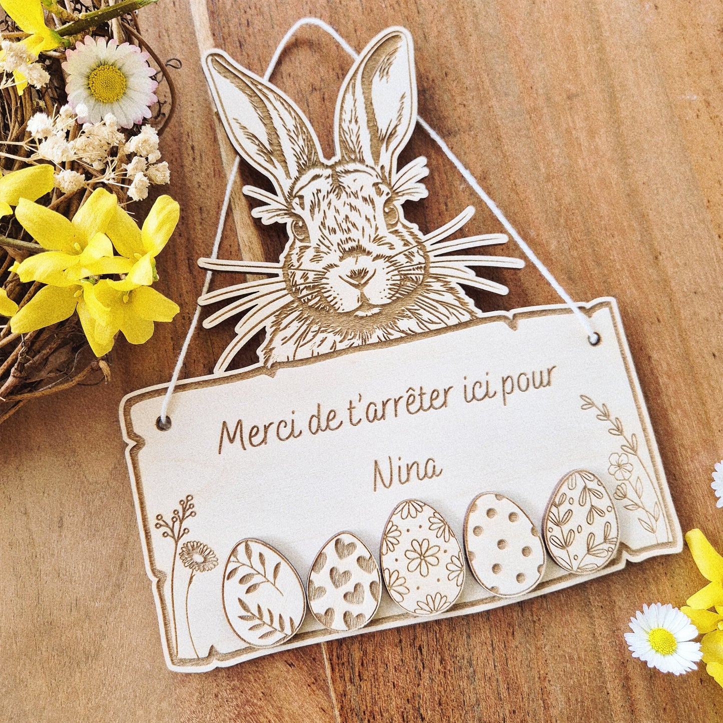 Pancarte lapin de Pâques personnalisée