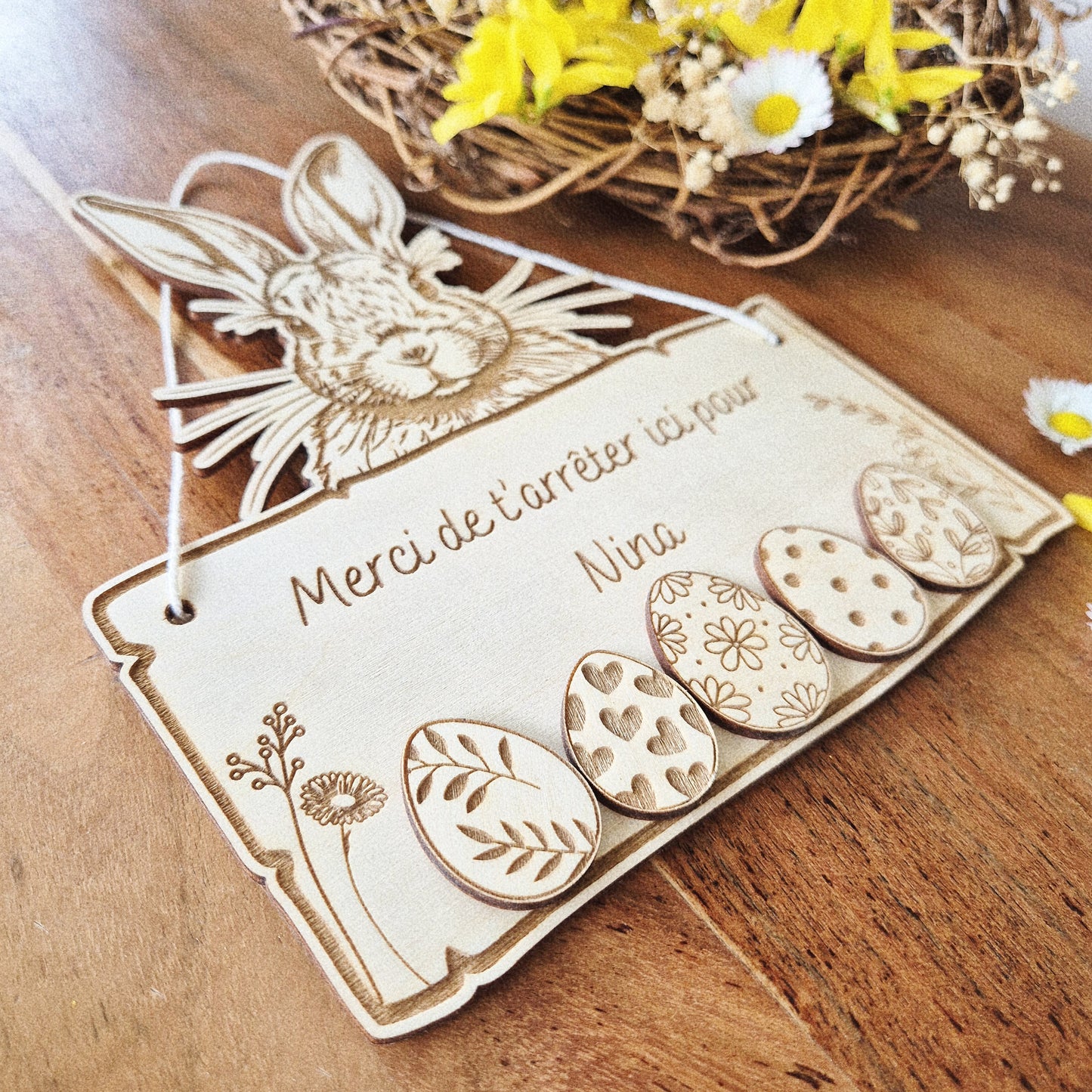 Pancarte lapin de Pâques personnalisée