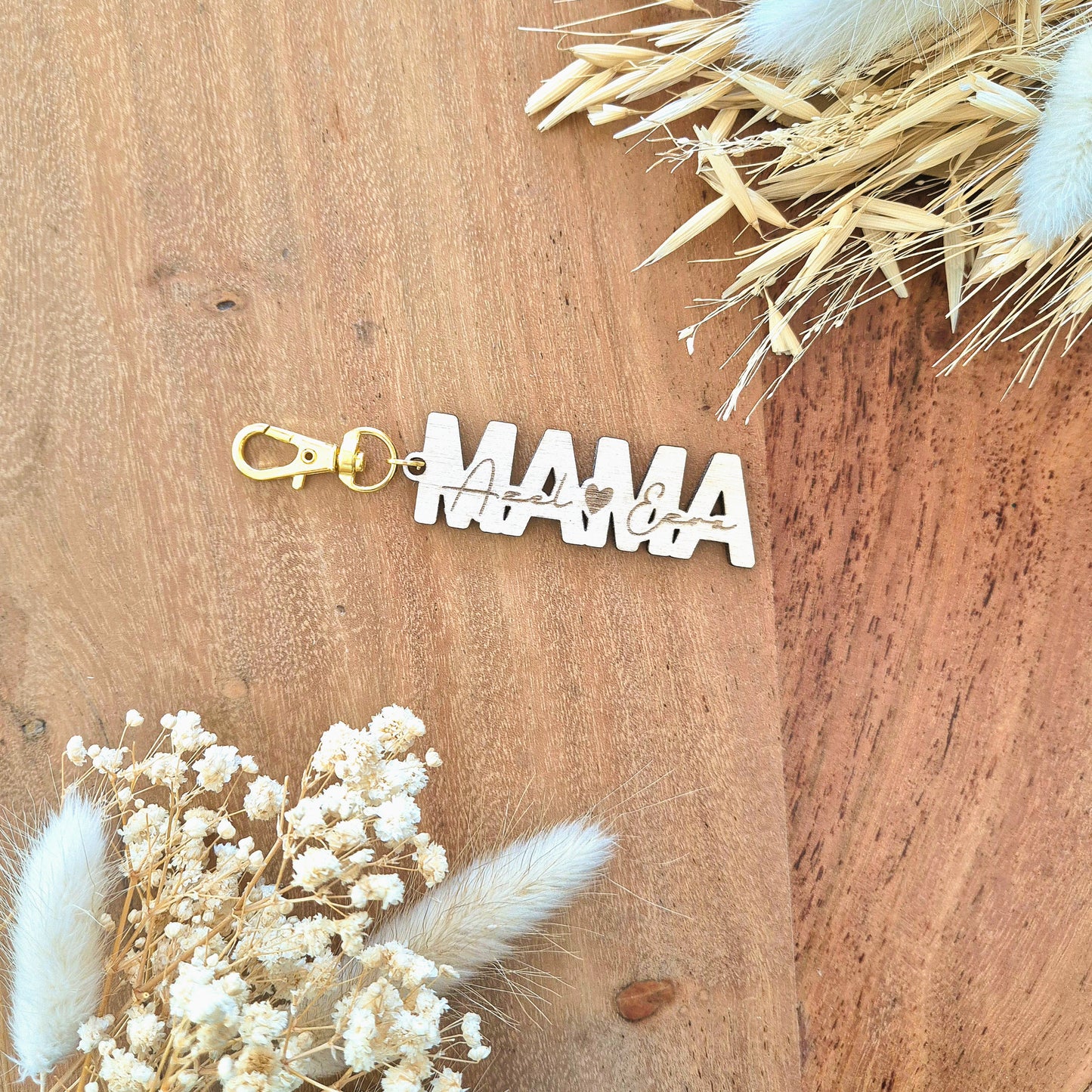 Porte-clés MAMAN ou MAMA en bois personnalisé