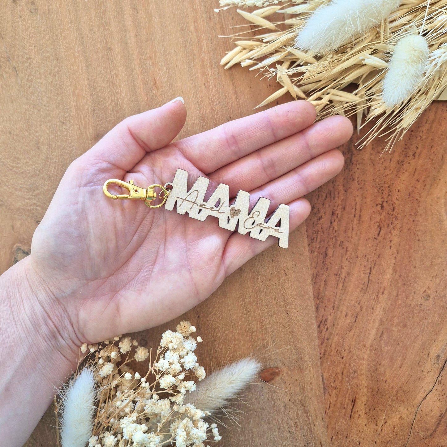 Porte-clés MAMAN ou MAMA en bois personnalisé