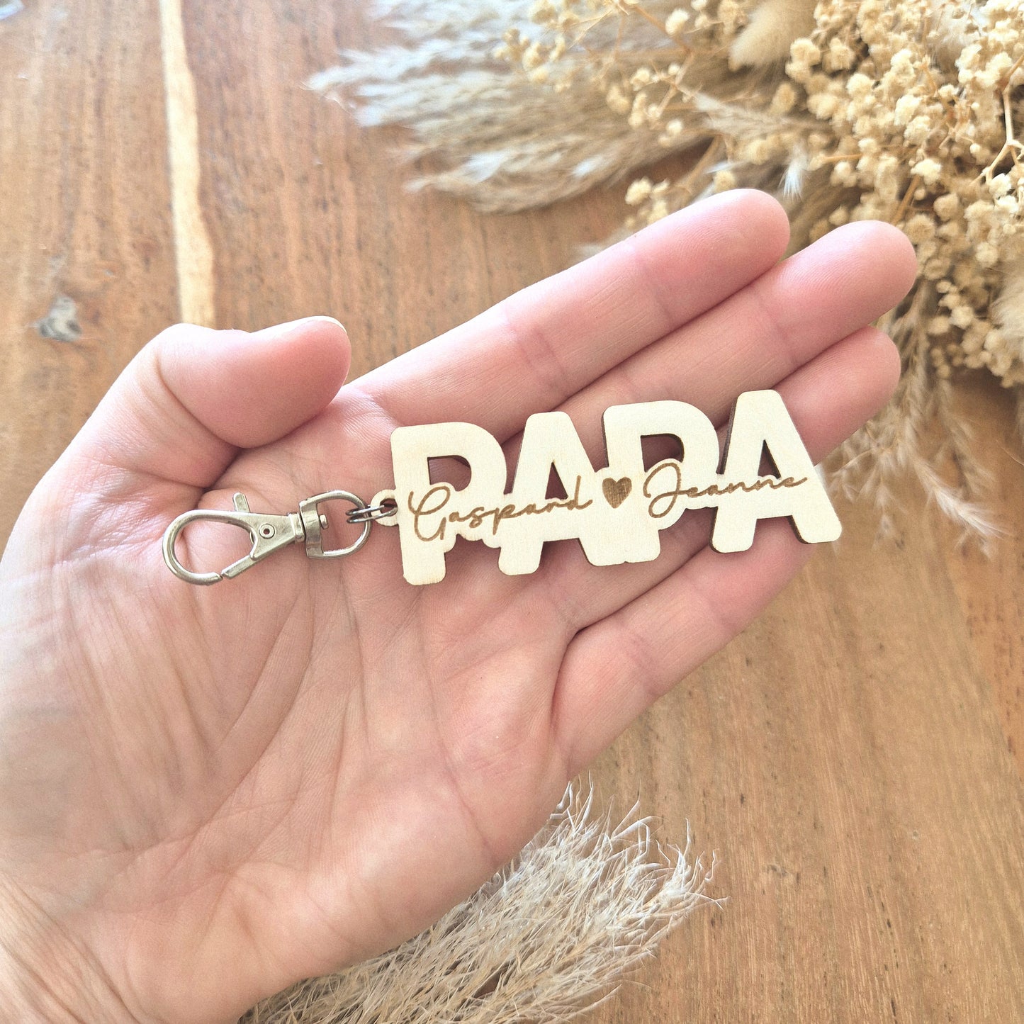 Porte-clés Papa en bois personnalisé