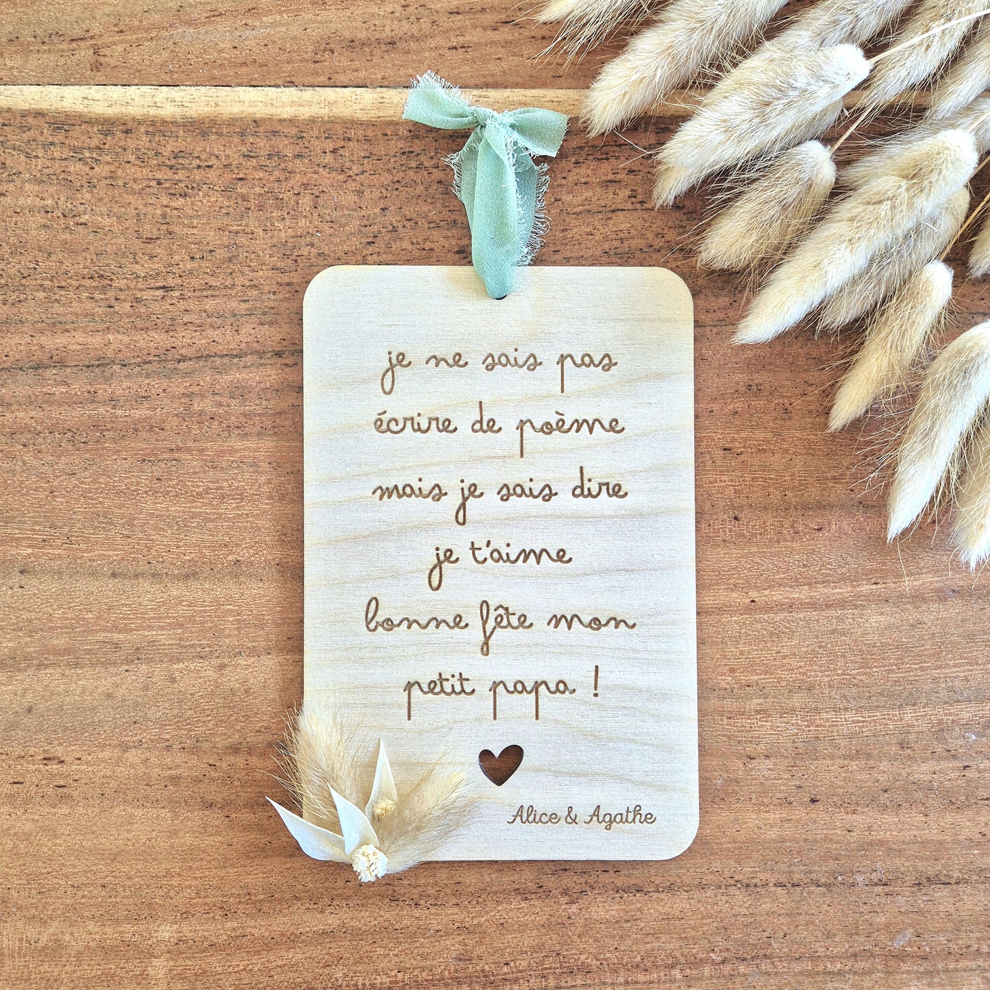 Carte fleurie en bois personnalisée bonne fête papa