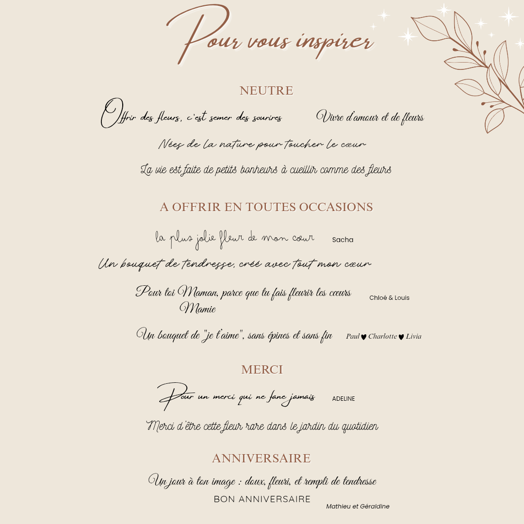 Carte fleurie - Courrier du cœur