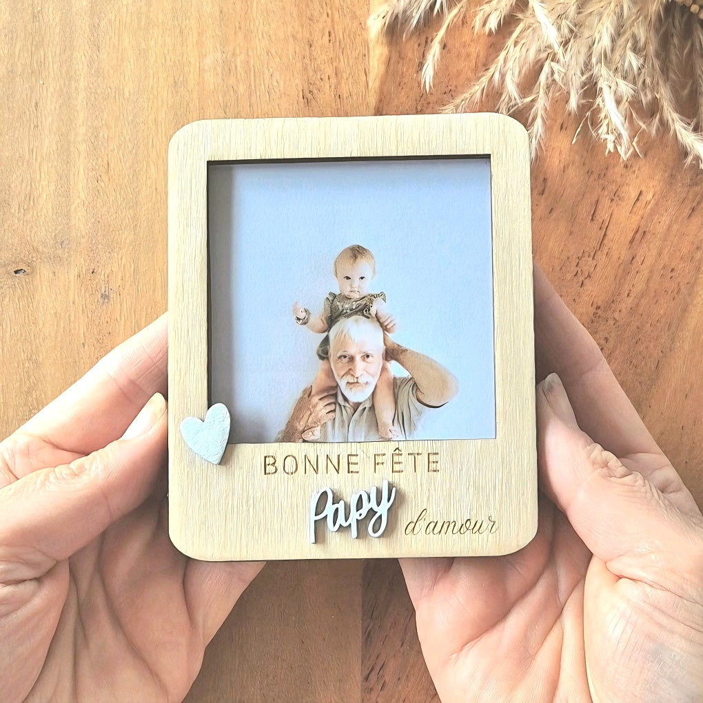 Magnet Polaroïd photo personnalisable - Bonne fête Papy