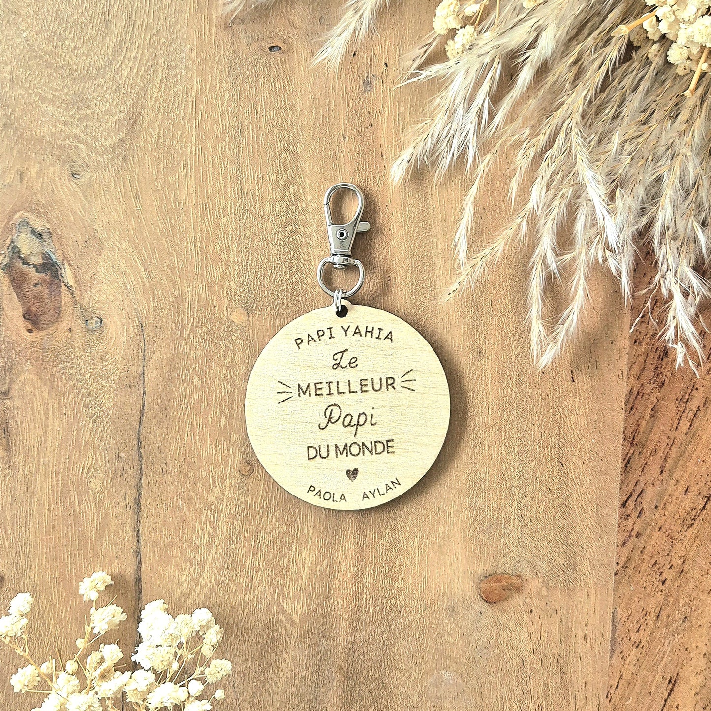 Porte-clés en bois meilleur Papi personnalisé