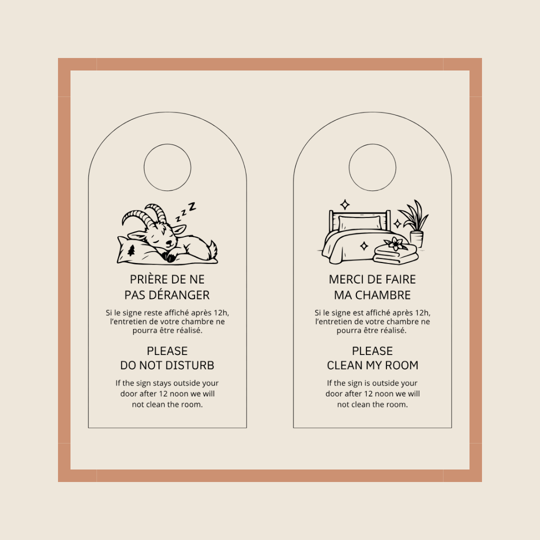 100 pancartes pour portes de chambres hôtel Le Dahu