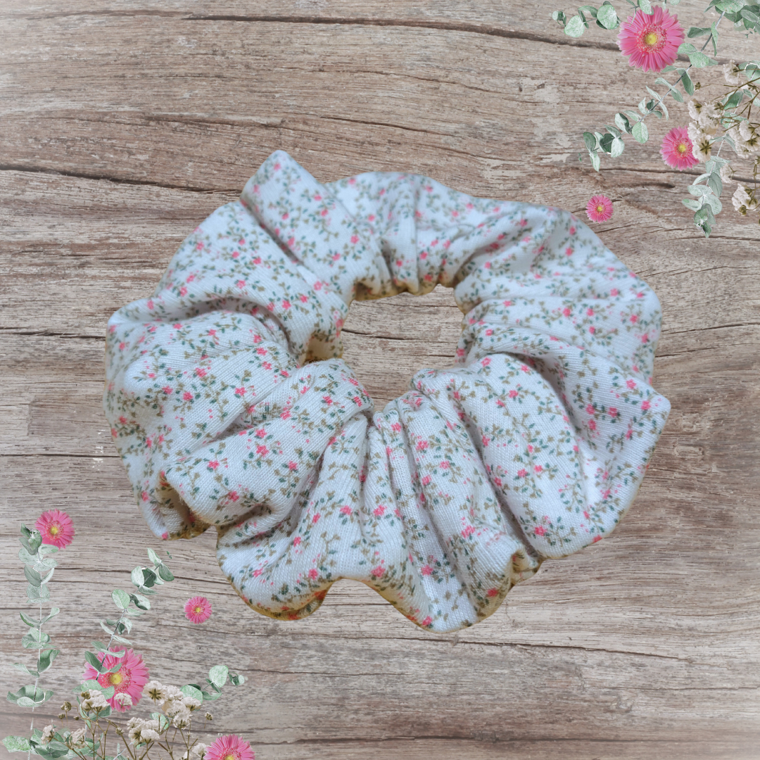 Maxi chouchou blanc fleuri