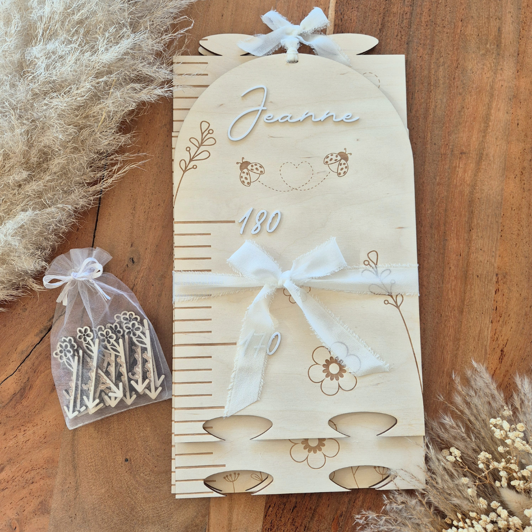 Toise/Échelle de croissance personnalisée + étiquettes âges