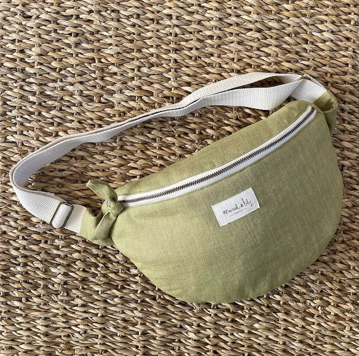 1 banane 100% lin rouille + 1 banane 100% lin vert mousse