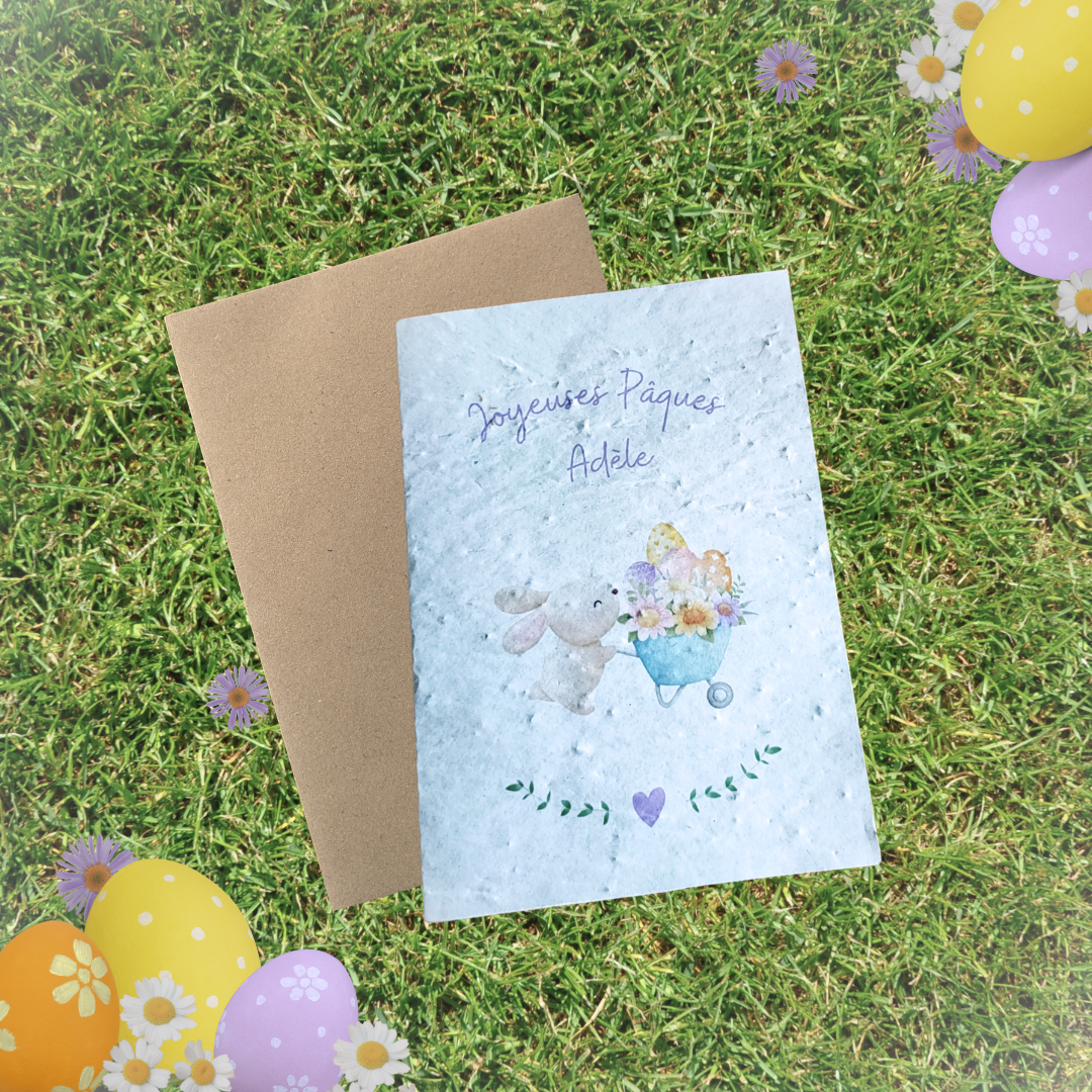 Carte à planter Joyeuses Pâques enfant à personnaliser