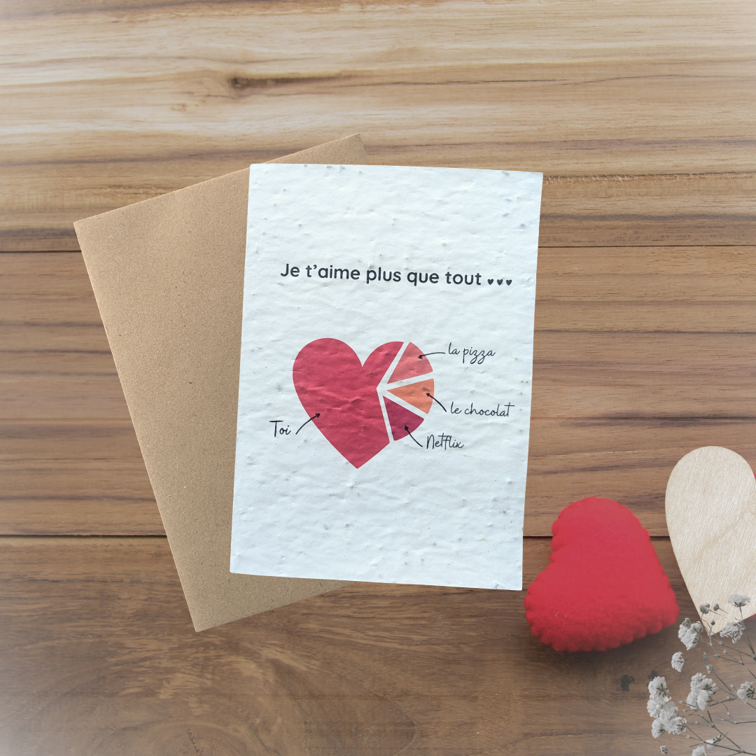 Carte à planter Je t'aime plus que tout... Personnalisable