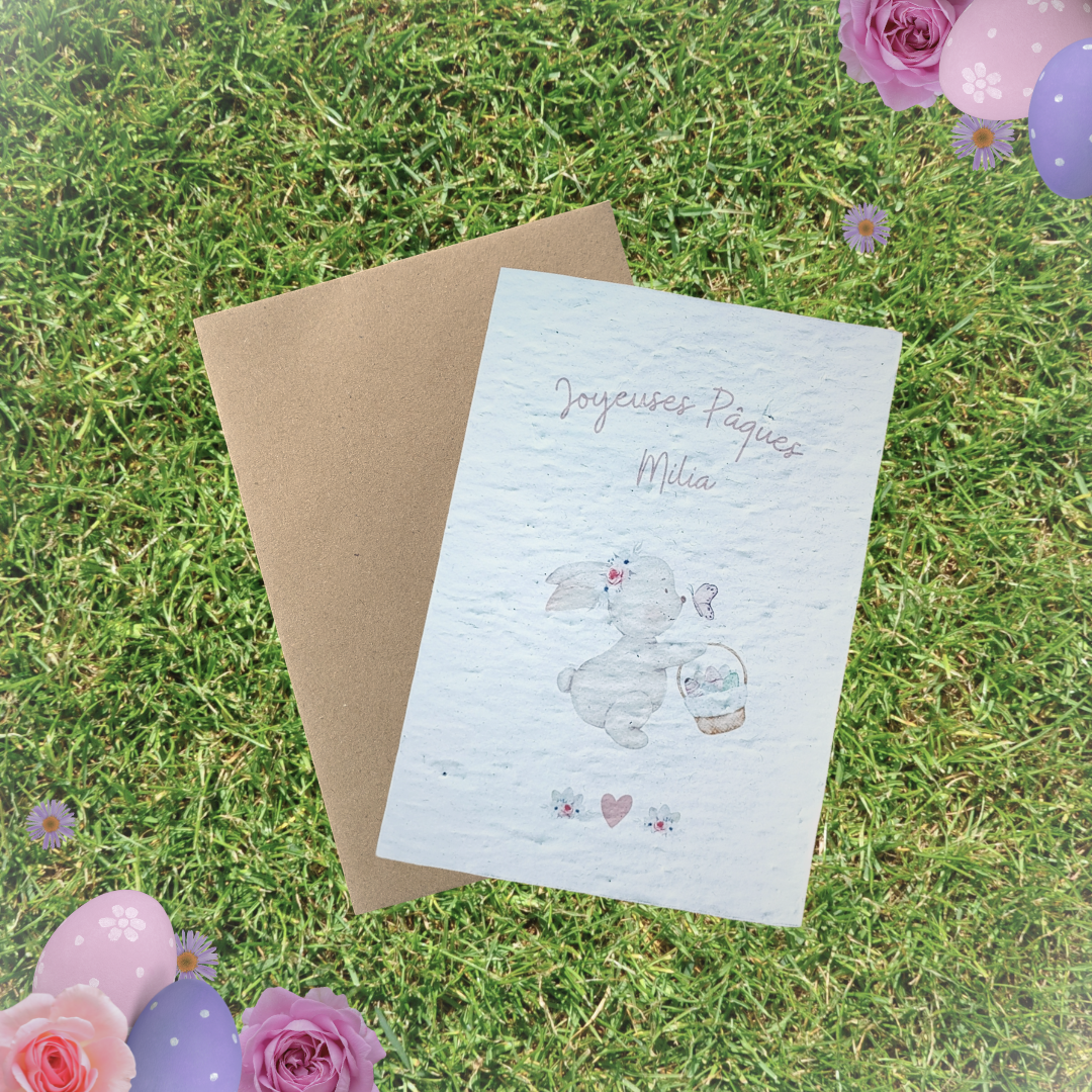 Carte à planter Joyeuses Pâques enfant à personnaliser
