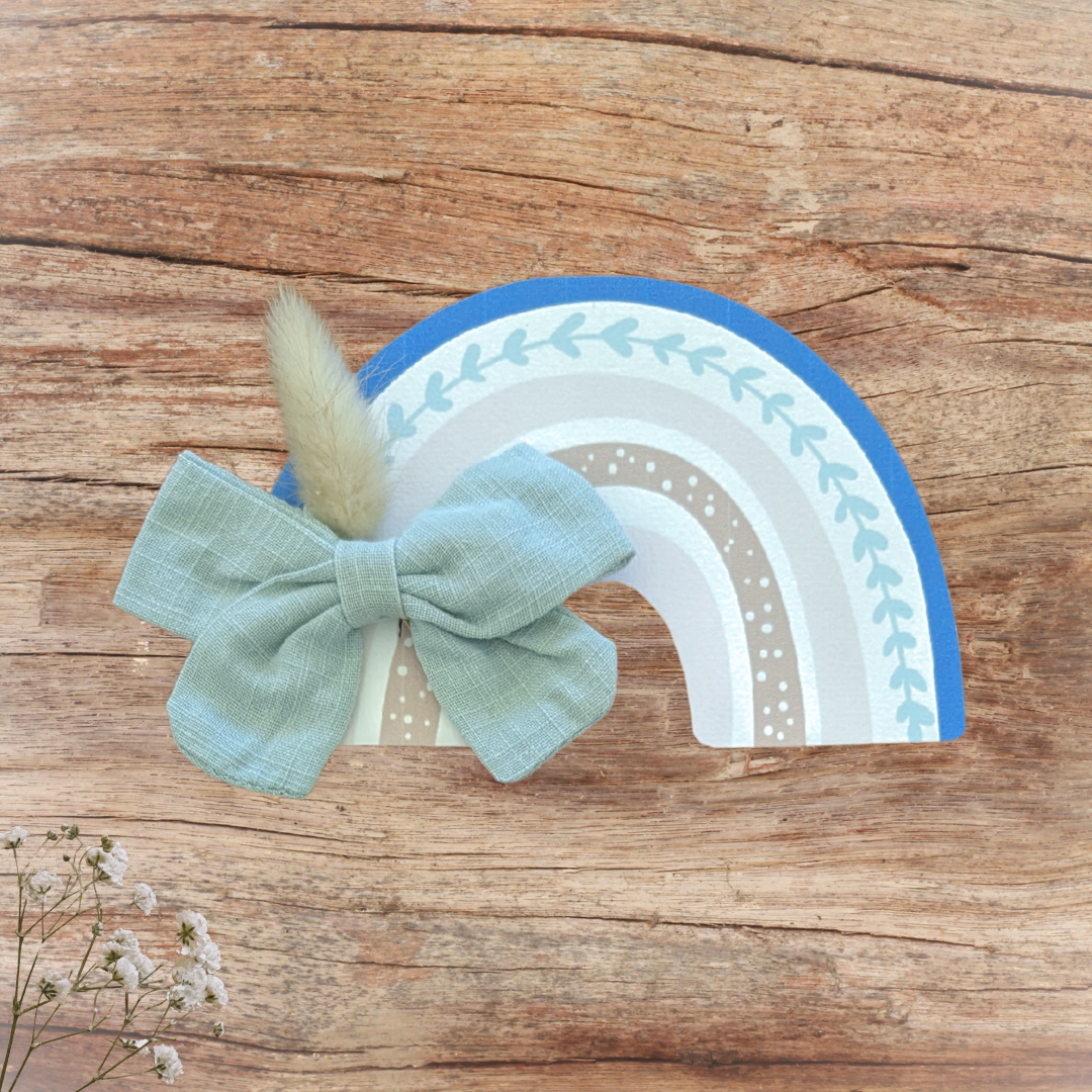 Barrette nœud bleu pastel collection arc en ciel