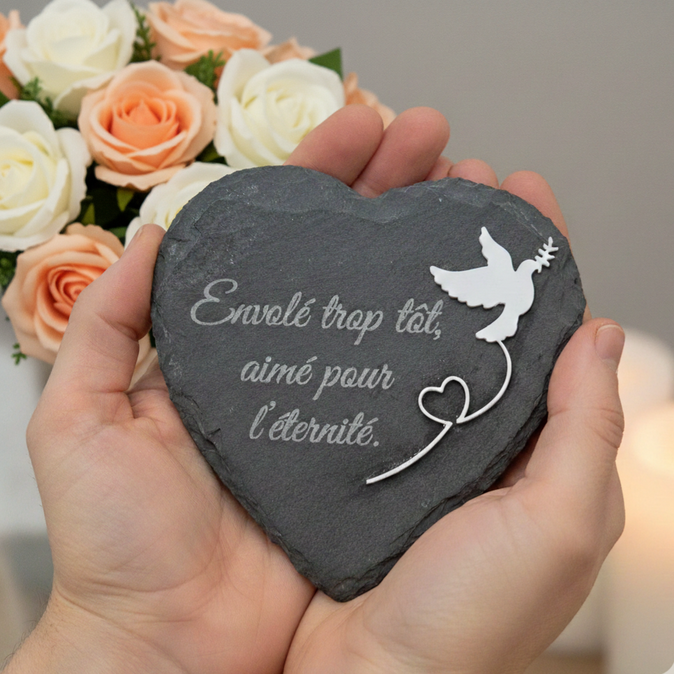 Plaque funéraire souvenir ardoise personnalisée