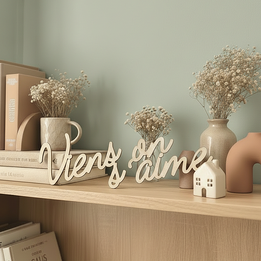 Phrase décorative murale - Viens on s'aime