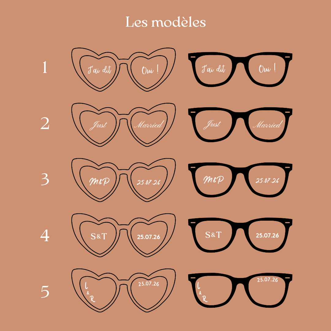 Lunettes personnalisées mariage - Le duo des mariés