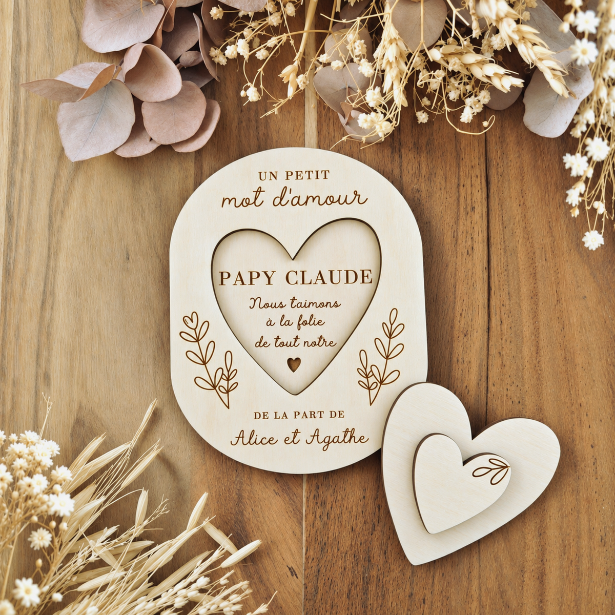 Carte surprise en bois personnalisée - Cadeau Papy