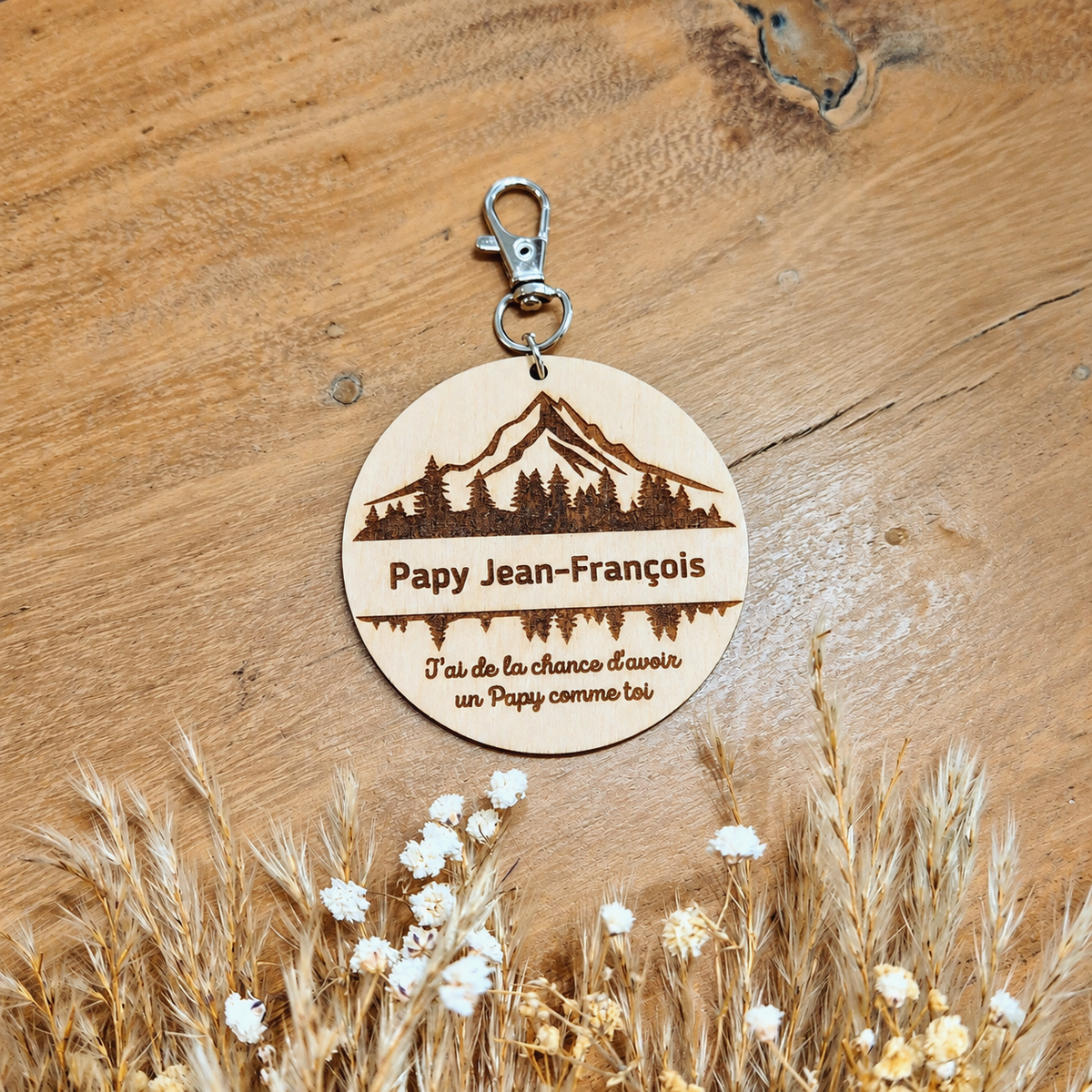Porte-clés en bois personnalisé - Montagnes