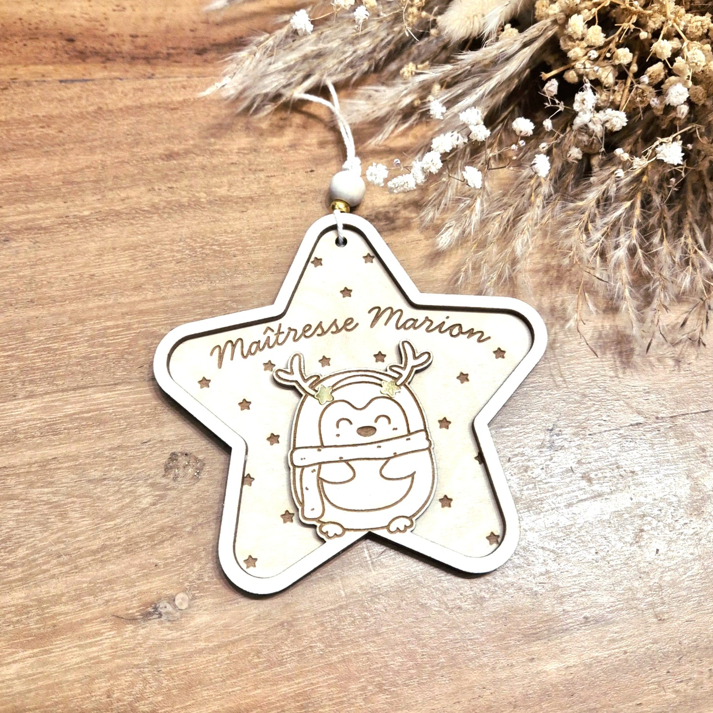 Suspension étoile & pingouin personnalisée