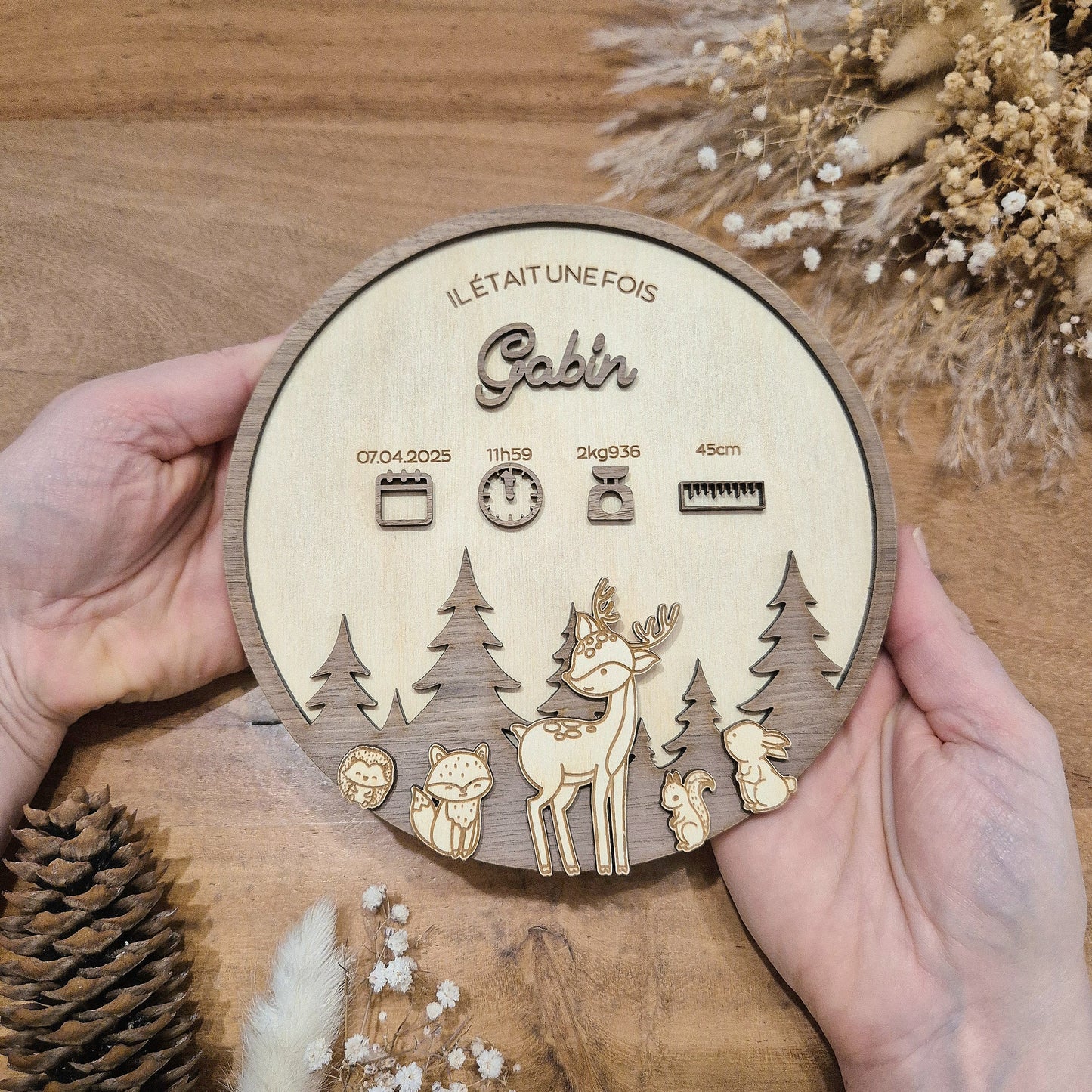 Pancarte de naissance personnalisée - Animaux de la forêt