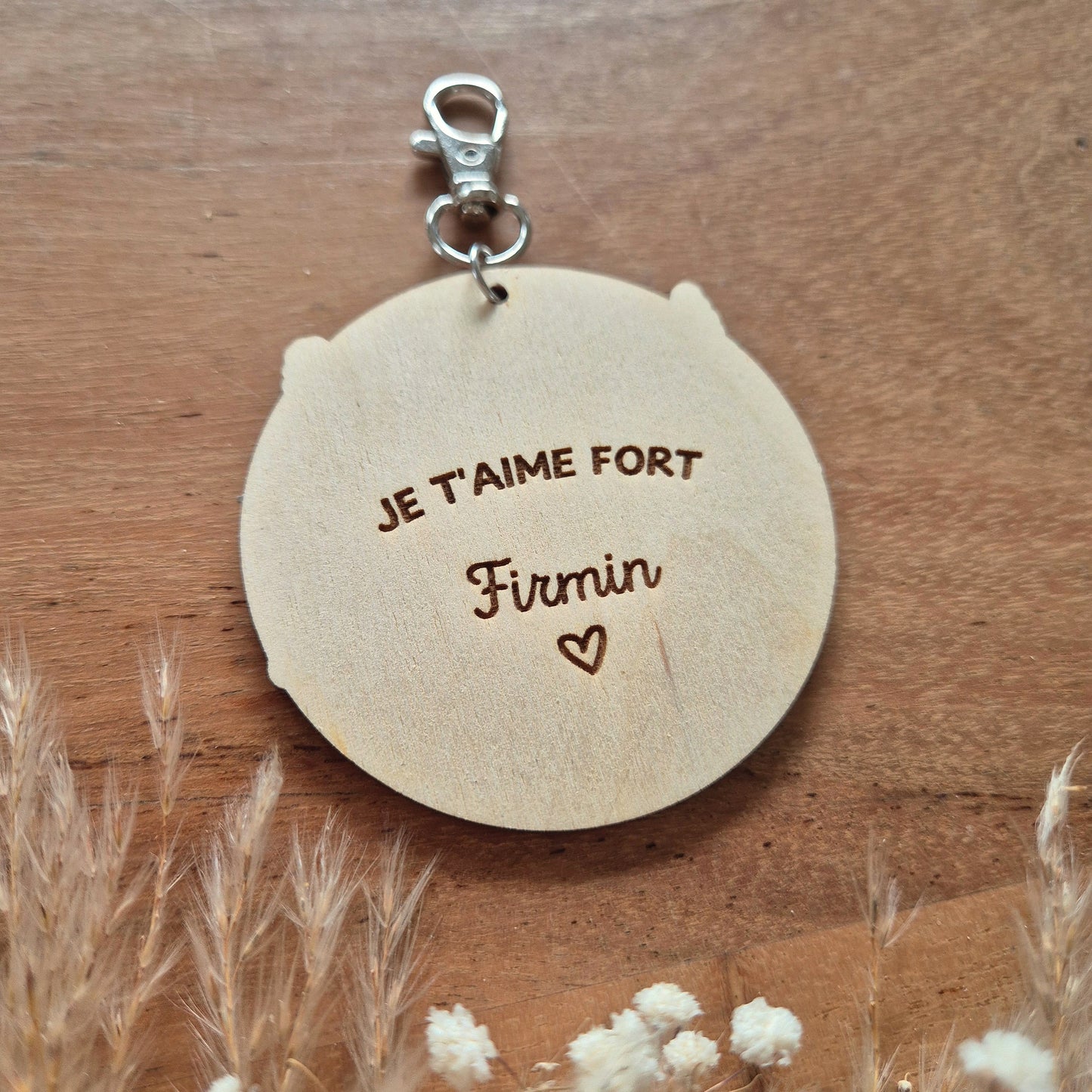 Porte-clés en bois personnalisé - Cerf forêt