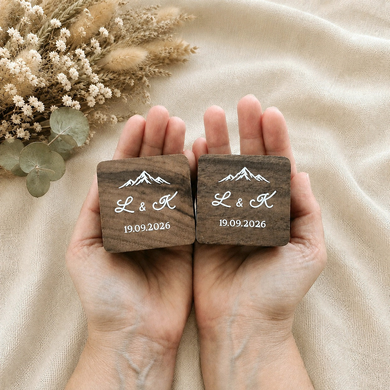 Boîte à alliance en bois personnalisée - Mariage