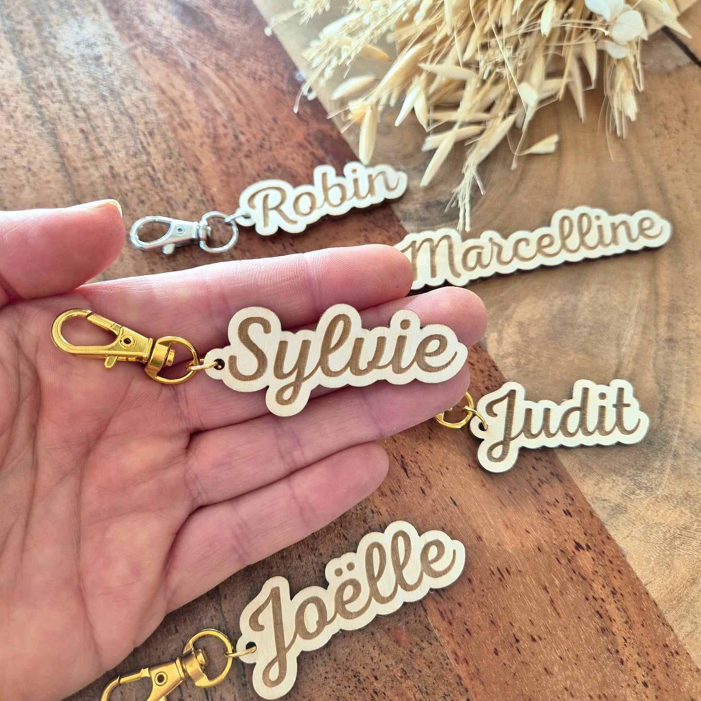 Porte-clés en bois prénom personnalisé