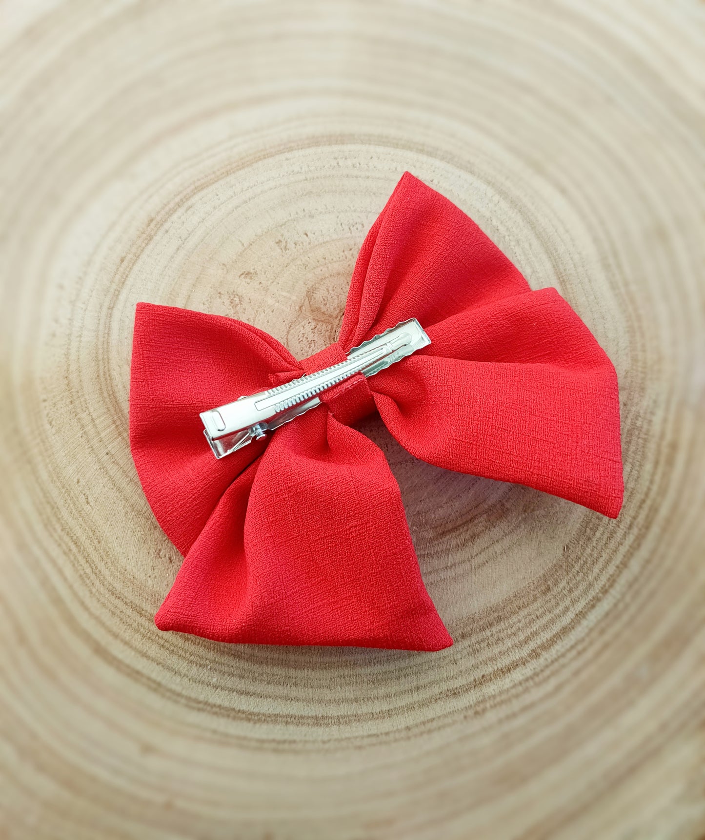 Barrette grand nœud ruban rouge