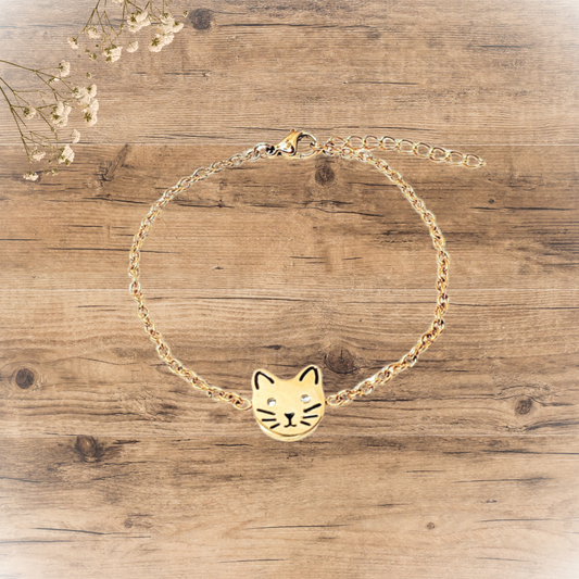 Bracelet doré chat