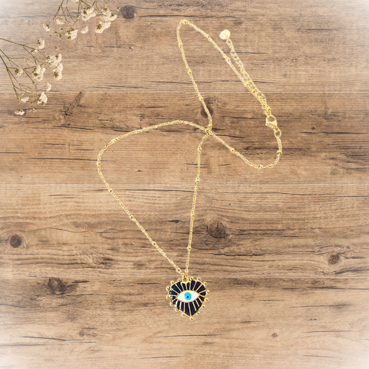 Collier coeur oeil boho