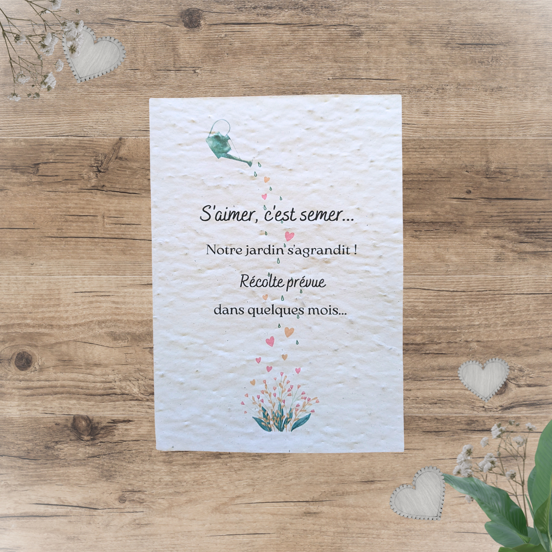 Carte à planter annonce grossesse personnalisable