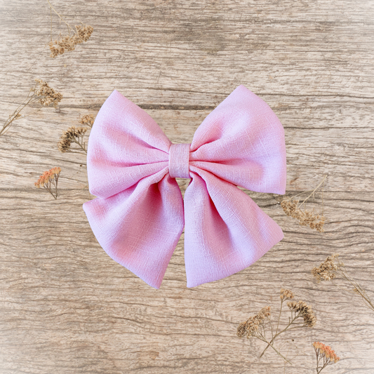 Barrette grand nœud ruban rose bonbon