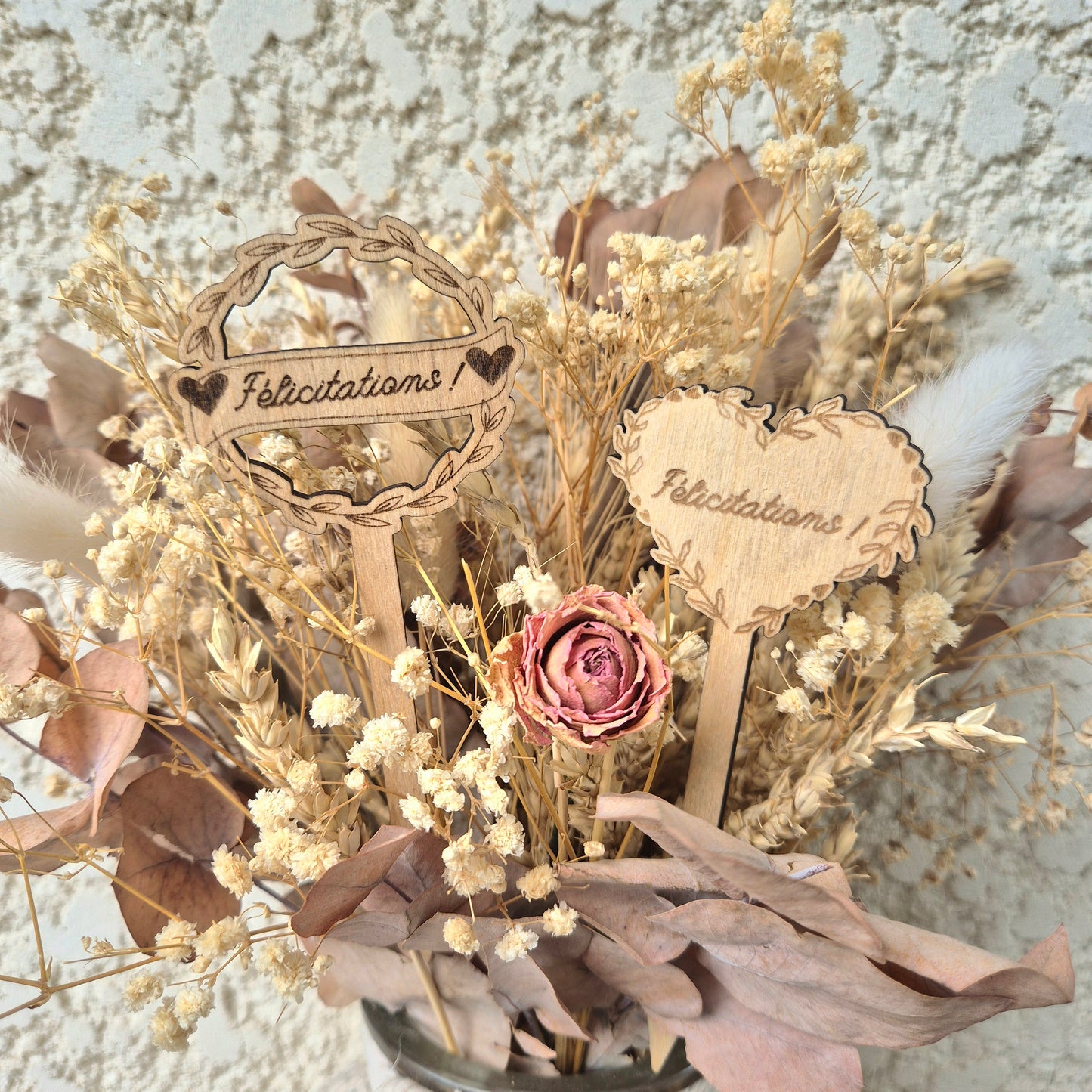 Décoration pour bouquet ou plante - Mariage personnalisable
