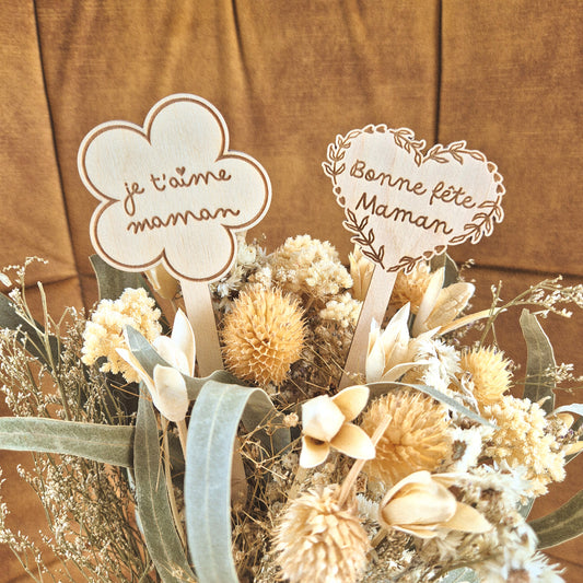 Décoration pour bouquet ou plante Maman personnalisable