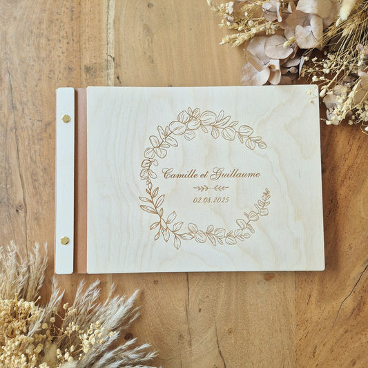 Livre d'or personnalisé sur mesure - Couronne d'eucalyptus