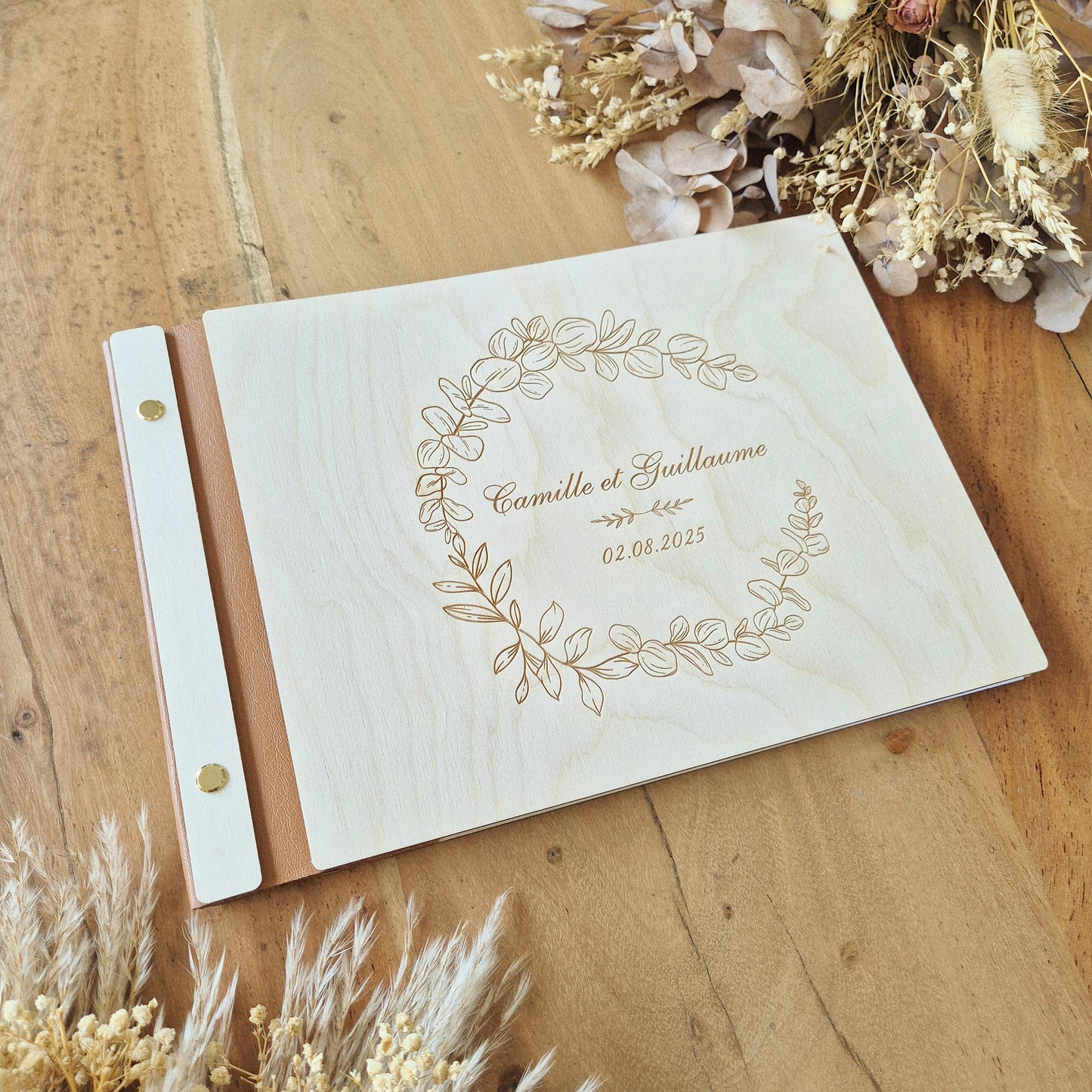 Livre d'or personnalisé sur mesure - Couronne d'eucalyptus