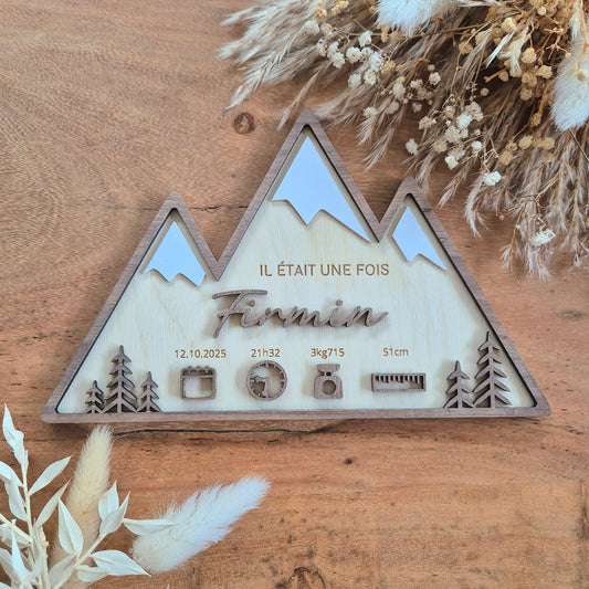 Pancarte de naissance personnalisée - Montagnes
